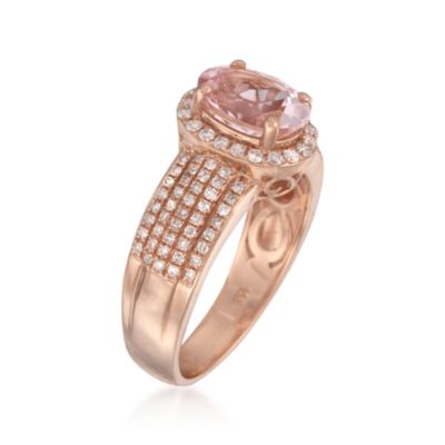 1.50 Carat Oval Morganite and .50 ct. t.w. Diamond Ring in 14kt Rose Gold &mdash; Alt Image 3