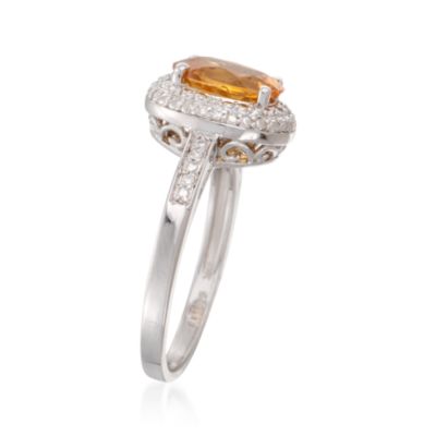 1.50 Carat Oval Citrine Ring With Diamonds in Sterling Silver &mdash; Alt Image 3