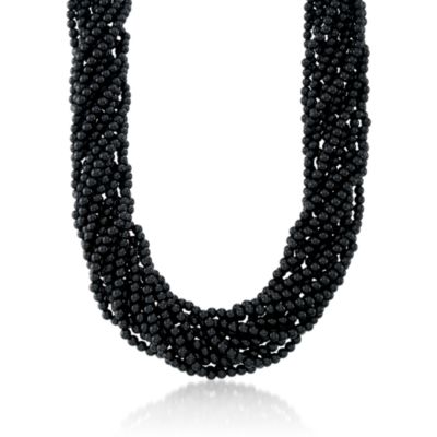 Black Onyx Multi-Strand Necklace in 18kt Over Sterling. 18" &mdash; Alt Image 1