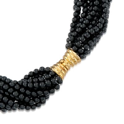 Black Onyx Multi-Strand Necklace in 18kt Over Sterling. 18" &mdash; Alt Image 3