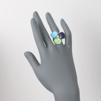 Italian Multicolored Doublet and .10 ct. t.w. CZ Trio Ring in Sterling Silver &mdash; Alt Image 2