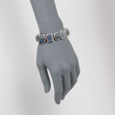 Labradorite and 4.05 ct. t.w. Diamond Bracelet in Sterling Silver. 8" &mdash; Alt Image 2