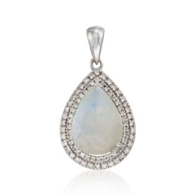 Moonstone and .62 ct. t.w. Diamond Pendant in Sterling Silver &mdash; Alt Image 1