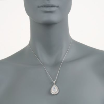 Moonstone and .62 ct. t.w. Diamond Pendant in Sterling Silver &mdash; Alt Image 2
