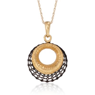 Textured Circle Necklace in 14kt Yellow Gold &mdash; Alt Image 1