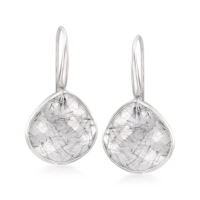 30.00 ct. t.w. Tourmalinated Quartz Pear-Shaped Earrings in Sterling Silver &mdash; Alt Image 1