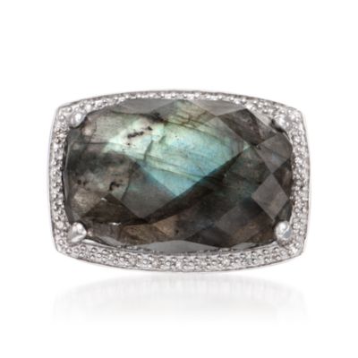 Labradorite and .10 ct. t.w. Diamond Ring in Sterling Silver &mdash; Alt Image 1