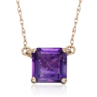 1.90 Carat Amethyst Square Pendant Necklace in 14kt Yellow Gold. 18" &mdash; Alt Image 1