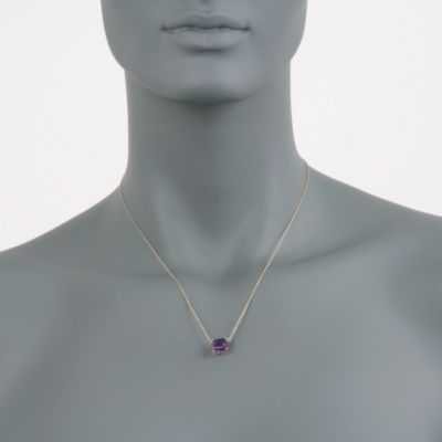 1.90 Carat Amethyst Square Pendant Necklace in 14kt Yellow Gold. 18" &mdash; Alt Image 2