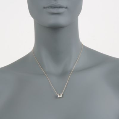 3.00 Carat White Topaz Square Pendant Necklace in 14kt Yellow Gold. 18" &mdash; Alt Image 2