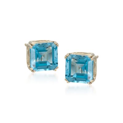 4.00 ct. t.w. London Blue Topaz Square Stud Earrings in 14kt Yellow Gold &mdash; Alt Image 1