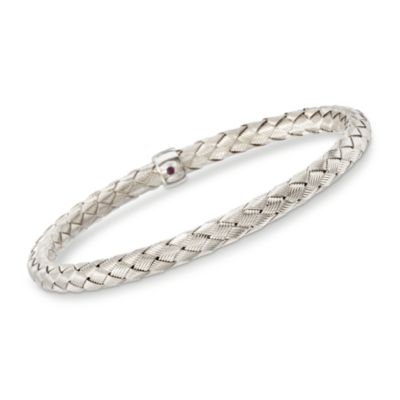 Fifth Season by Roberto Coin Sterling Silver Interwoven Thread Bangle Bracelet. 7" &mdash; Alt Image 1