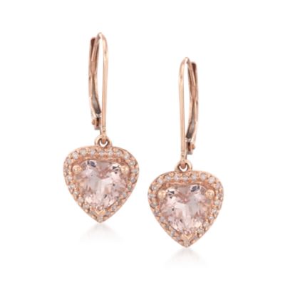 1.50 ct. t.w. Morganite and .13 ct. t.w. Diamond Drop Earrings in 14kt Rose Gold &mdash; Alt Image 1