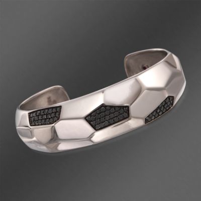 Fifth Season by Roberto Coin Black Spinel Cuff Bracelet in Sterling Silver. 6" &mdash; Alt Image 1