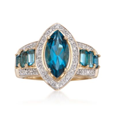2.70 ct. t.w. London Blue Topaz and .10 ct. t.w. Diamond Ring in 18kt Over Sterling &mdash; Alt Image 1