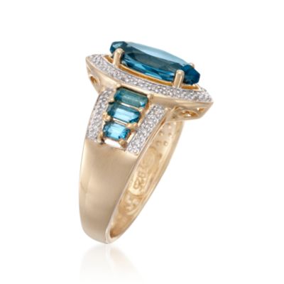 2.70 ct. t.w. London Blue Topaz and .10 ct. t.w. Diamond Ring in 18kt Over Sterling &mdash; Alt Image 3