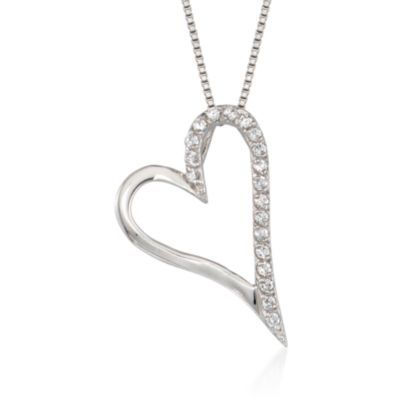 .55 ct. t.w. CZ Heart Necklace in Sterling Silver. 18" &mdash; Alt Image 1