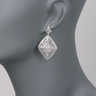 Vintage-Style .20 ct. t.w. Diamond Drop Earrings in Sterling Silver &mdash; Alt Image 2