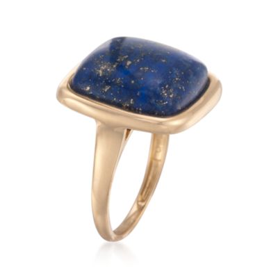 Square Lapis Ring in 14kt Yellow Gold &mdash; Alt Image 3