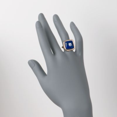 Square Lapis Ring in 14kt Yellow Gold &mdash; Alt Image 2