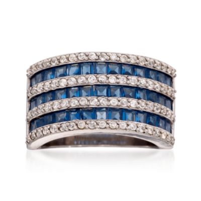 3.70 ct. t.w. Blue and White CZ Ring in Sterling Silver &mdash; Alt Image 1