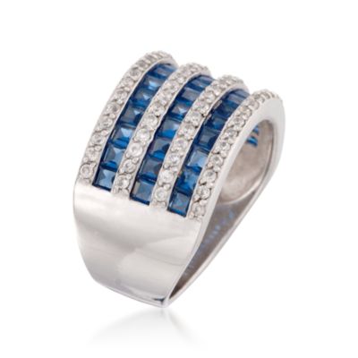 3.70 ct. t.w. Blue and White CZ Ring in Sterling Silver &mdash; Alt Image 3