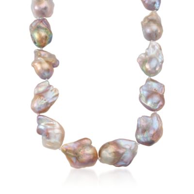 Pink Baroque Pearl Necklace in 14kt Yellow Gold &mdash; Alt Image 1