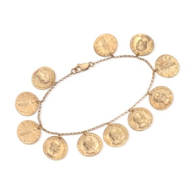 Replica Coin Bracelet in 14kt Over Sterling. 7.75" &mdash; Alt Image 1