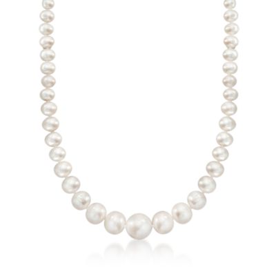 4-15mm Graduated White Pearl Necklace in 14kt Yellow Gold &mdash; Alt Image 1