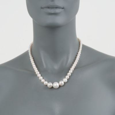 4-15mm Graduated White Pearl Necklace in 14kt Yellow Gold &mdash; Alt Image 2