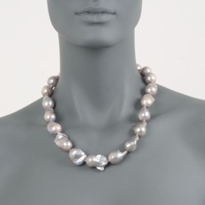 Gray Baroque Pearl Strand Necklace With 14kt Yellow Gold &mdash; Alt Image 3
