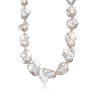 Baroque Pearl Strand Necklace With Diamonds in 14kt Yellow Gold &mdash; Alt Image 1