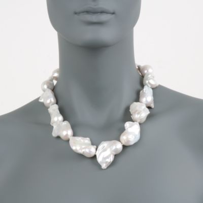 Baroque Pearl Strand Necklace With Diamonds in 14kt Yellow Gold &mdash; Alt Image 3
