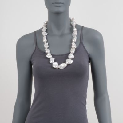 Baroque Pearl Strand Necklace With Diamonds in 14kt Yellow Gold &mdash; Alt Image 4