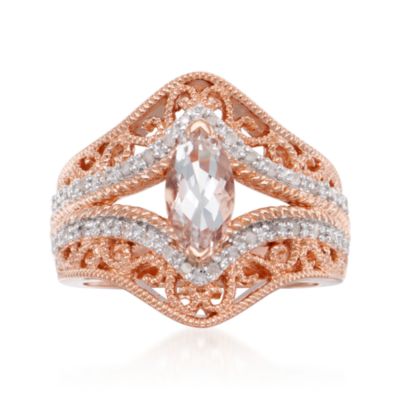 .90 Carat Rock Crystal and .15 ct. t.w. Diamond Ring in 14kt Rose Gold Over Sterling &mdash; Alt Image 1