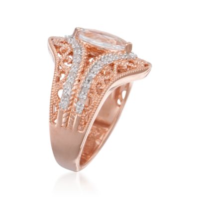 .90 Carat Rock Crystal and .15 ct. t.w. Diamond Ring in 14kt Rose Gold Over Sterling &mdash; Alt Image 3