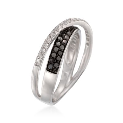 .52 ct. t.w. Black and White Diamond X Ring in Sterling Silver &mdash; Alt Image 3