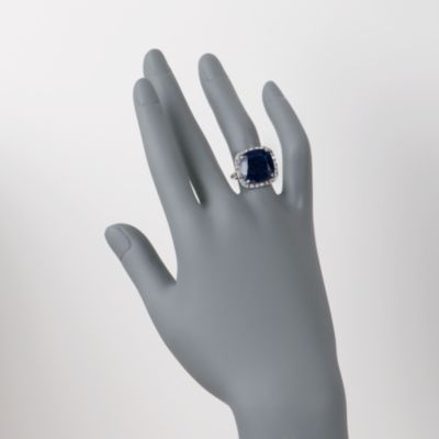 11.95 Carat Sapphire and .24 ct. t.w. Diamond Ring in Sterling Silver &mdash; Alt Image 2