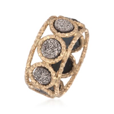 Italian Silver Drusy Jewelry Ring in 14kt Yellow Gold &mdash; Alt Image 3