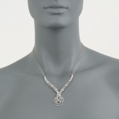 .88 ct. t.w. Diamond Loop Necklace in 14kt White Gold. 17" &mdash; Alt Image 2