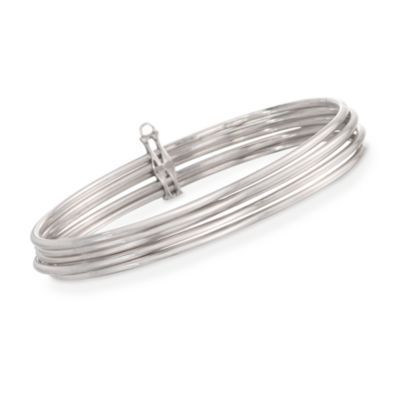 Set of Five Bangles With a Removable .10 ct. t.w. Diamond Heart Charm in Sterling Silver. Size 7 &mdash; Alt Image 3