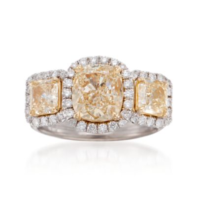 4.21 ct. t.w. Certified Fancy Yellow and White Diamond Ring in 18kt Two-Tone Gold &mdash; Alt Image 1