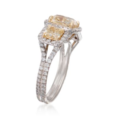 4.21 ct. t.w. Certified Fancy Yellow and White Diamond Ring in 18kt Two-Tone Gold &mdash; Alt Image 3