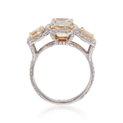 4.21 ct. t.w. Certified Fancy Yellow and White Diamond Ring in 18kt Two-Tone Gold &mdash; Alt Image 4