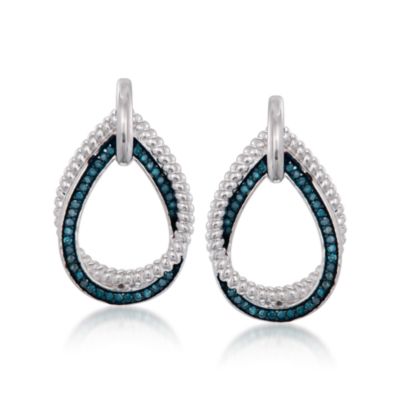 .25 ct. t.w. Blue Diamond Double Drop Earrings in Sterling Silver &mdash; Alt Image 1
