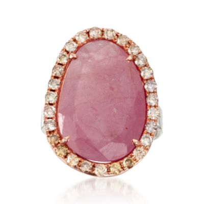 13.00 Carat Pink Sapphire and .84 ct. t.w. Diamond Ring in 18kt Two-Tone Gold &mdash; Alt Image 1