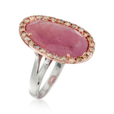 13.00 Carat Pink Sapphire and .84 ct. t.w. Diamond Ring in 18kt Two-Tone Gold &mdash; Alt Image 3