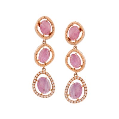 Roberto Coin 6.40 ct. t.w. Pink Sapphire and .35 ct. t.w. Diamond Earrings in 18kt Rose Gold &mdash; Alt Image 1