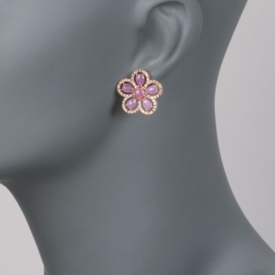 Roberto Coin 5.50 ct. t.w. Pink Sapphire and .49 ct. t.w. Diamond Earrings in 18kt Rose Gold &mdash; Alt Image 2