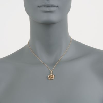 Roberto Coin .12 ct. t.w. Diamond Flower Pendant Necklace in 18kt Yellow Gold. 18" &mdash; Alt Image 2